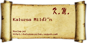 Kaluzsa Milán névjegykártya
