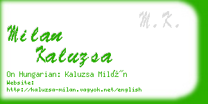 milan kaluzsa business card